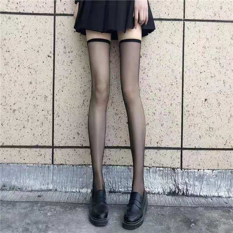 Over-The-Knee Socks, Stockings, Summer Thin Transparent Black Stockings, Thigh Socks, High-Tube Trendy Sexy Black and White Socks for Women