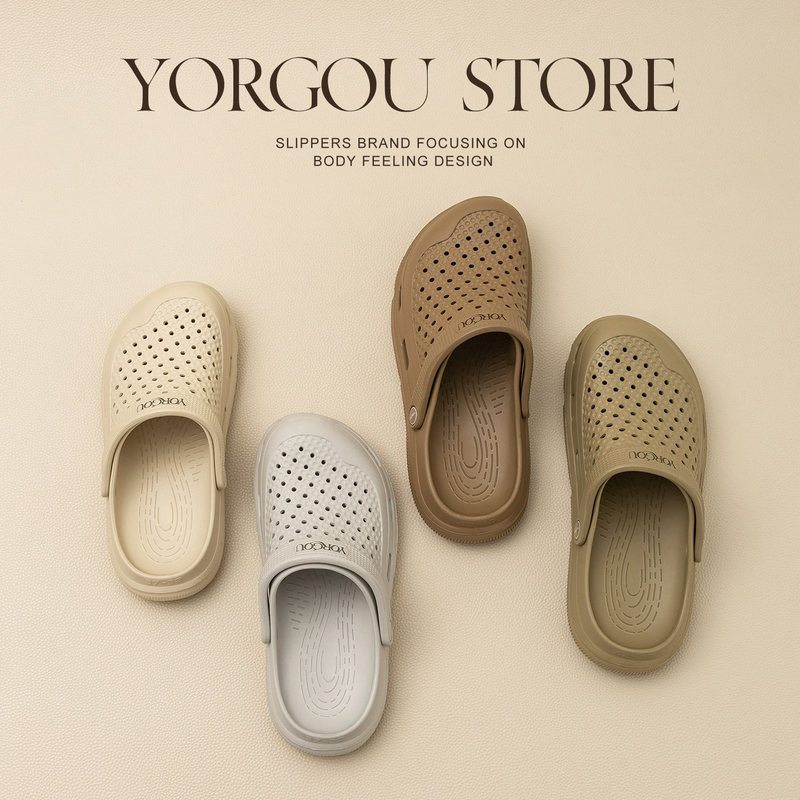 Yuangang Hole-In-The-Wall Slippers for Women, Summer Indoor and Outdoor Office Wear, Non-Slip, Odor-Resistant, Slip-On, Commuting, Men's Summer