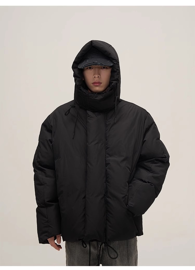 Black Winter American Trend Advanced Sense Design Sense Niche Hooded Cotton Clothing Men's European And American Street Jacket Couple Tide_viptrois.com