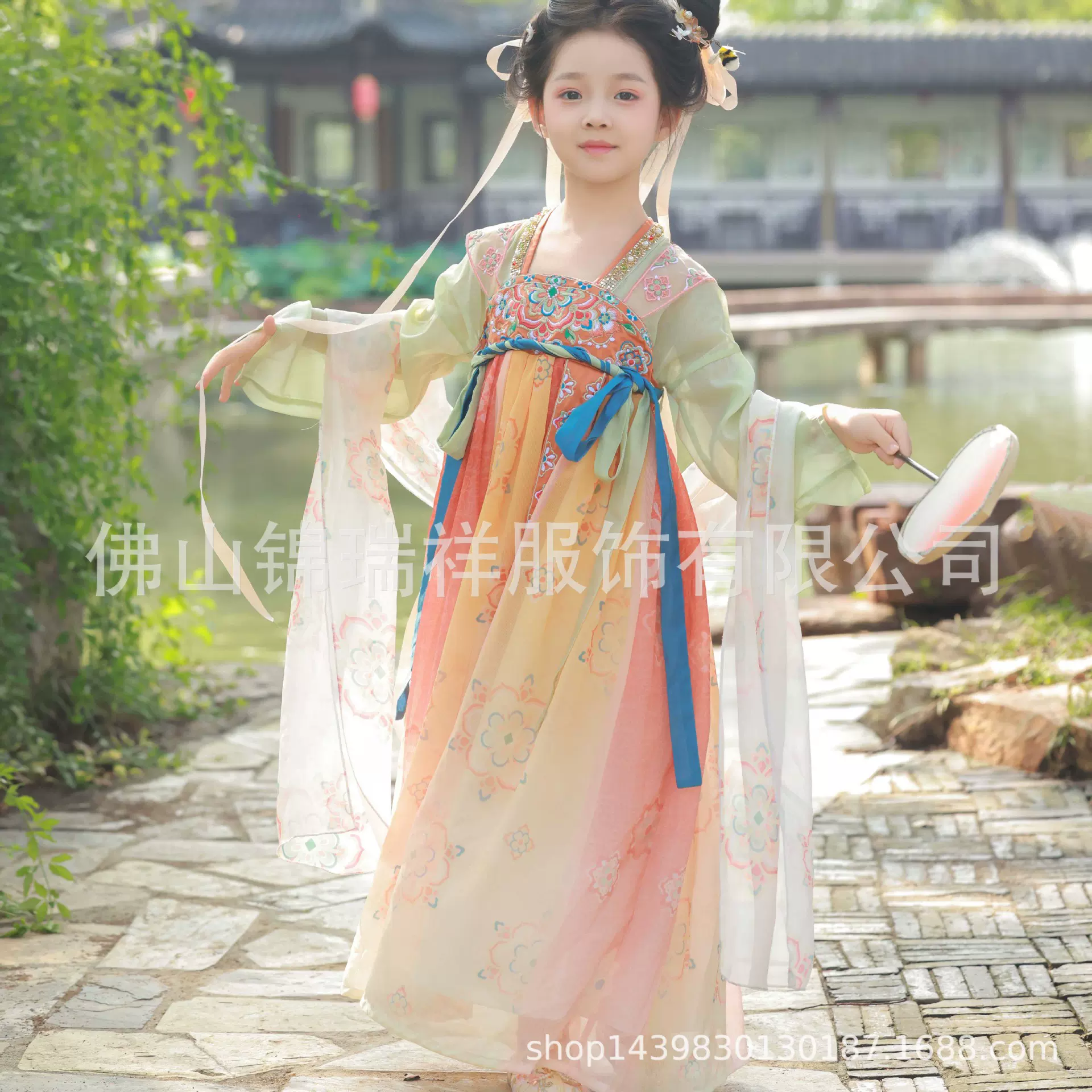 秋季公主儿童汉服裙唐装周岁女宝宝礼服高端幼儿园中秋古风连衣裙