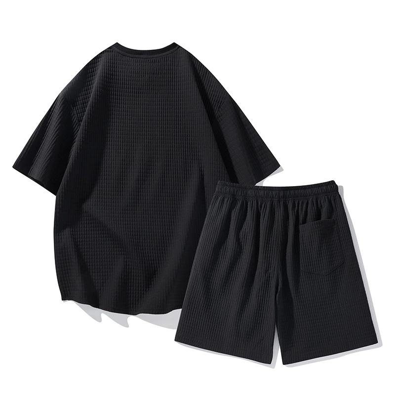 Мужской повседневный спортивный костюм, летний тонкий быстросохнущий дышащий мужской спортивный костюм из ледяного шелка с короткими рукавами, комплект футболок и шорт для улицы