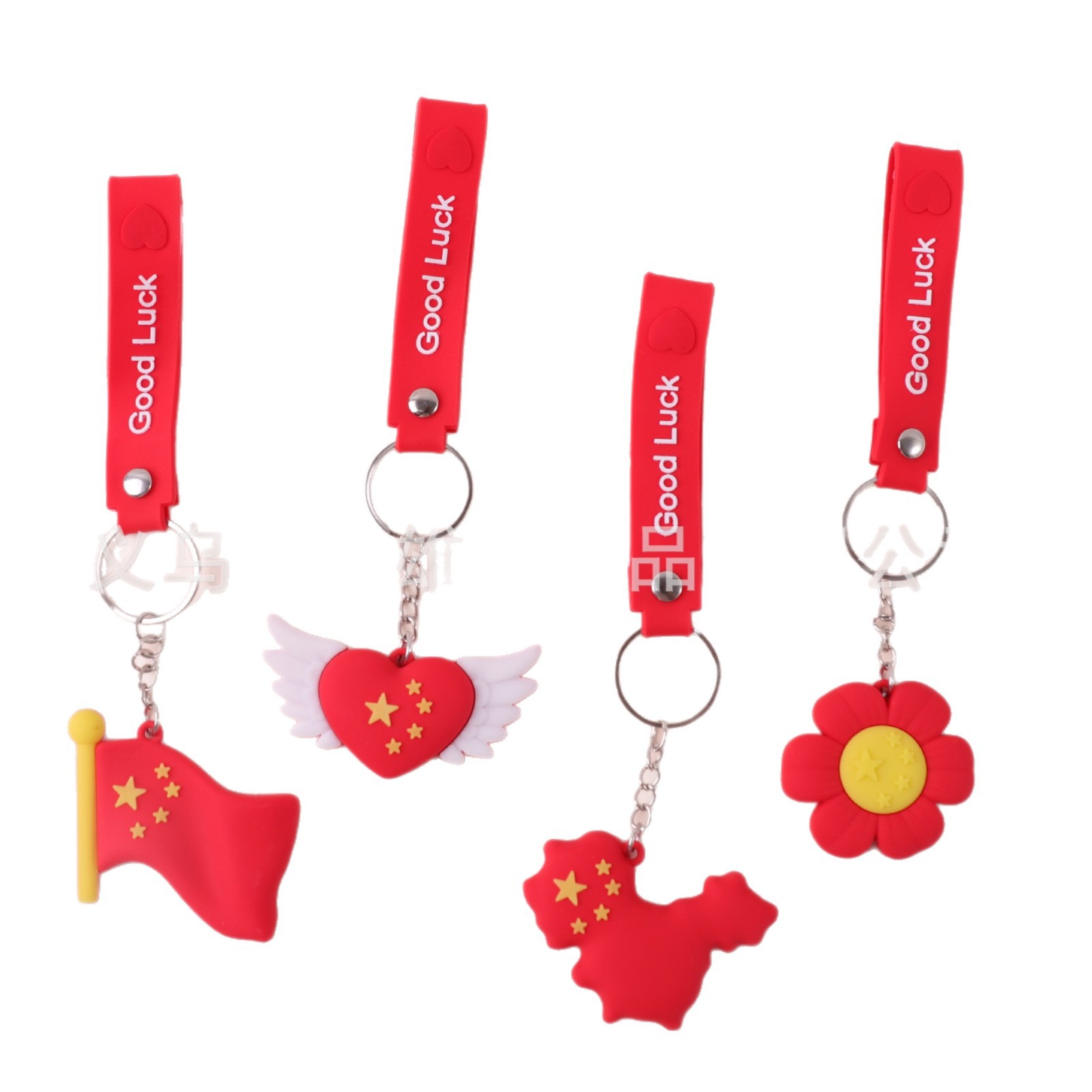 Nuevo cinturón de llaves de bandera roja de cinco estrellas de PVC pegamento suave mapa de amor del Día Nacional fábrica de regalos al por mayor image 6