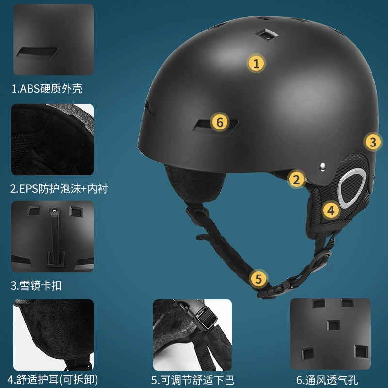 Прямые продажи от производителя, профессиональный лыжный шлем с регулируемым размером, теплой подкладкой для ушей, вентилируемый и дышащий, теплый спортивный шлем.