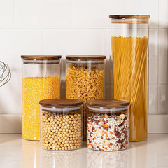 Japanese-style akazukai lid storage bin kitchen storage glass storage bin large size five-grain storage jar set of five