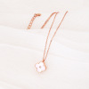 Chain for key bag , diamond lucky clover, two-color golden necklace stainless steel, internet celebrity, 18 carat, pink gold