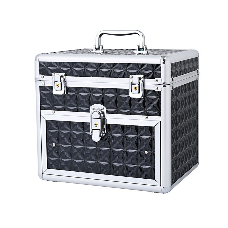 Caja de maquillaje multifuncional con espejo con lámpara portátil de gran capacidad caja de herramientas de maquillaje caja de almacenamiento de manicuras de mercado nocturno