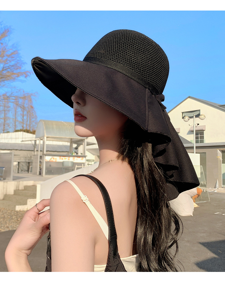 2024 Chapeau de Protection Solaire pour Femmes Protection UV Printemps Nouveau Chapeau de Protection Solaire en Caoutchouc Noir avec Large Bord Chapeau de Pêcheur Tourisme Chapeau d'été Marée_voghion.com