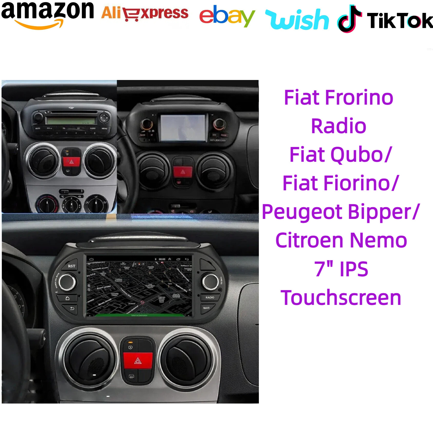 Fiat Frorino /Qubo/ Peugeot Bipper 2008-2017 Navigation Bluetooth Integrated Device