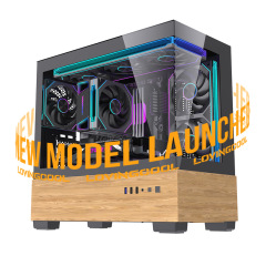 LOVINGCOOL玻璃海景房ATX电竞游戏机箱360水冷木质纹理电脑台式机