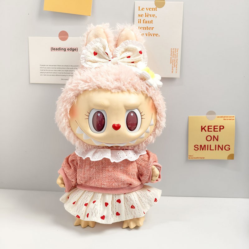 Ropa de muñeca de peluche de vinilo Labubu de 38cm para ropa de muñeca La Bu Time to Chill