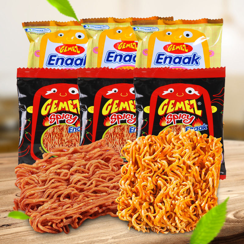 印尼进口Gemez Enaak小鸡面 烧烤味辣味干脆面点心面14g/16g/包