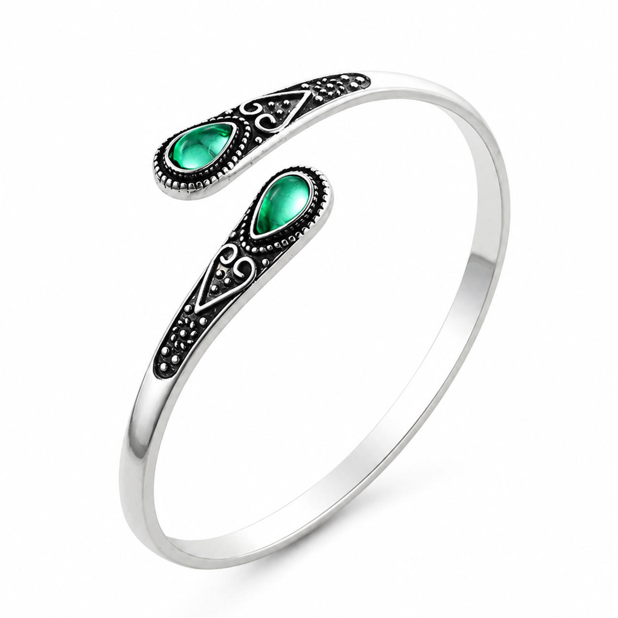 Pulsera de aleación ajustable vintage con incrustaciones de imitación de ágata verde, estilo europeo y americano, éxito de ventas transfronterizo, ecológica, para parejas