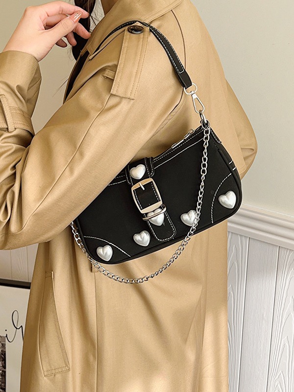 Retro Rose Red Baguette Love Mahjong Bag