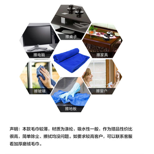 Towel, microfiber towel 30*30, car cleaning towel, ordinary absorbent car cleaning towel, blue