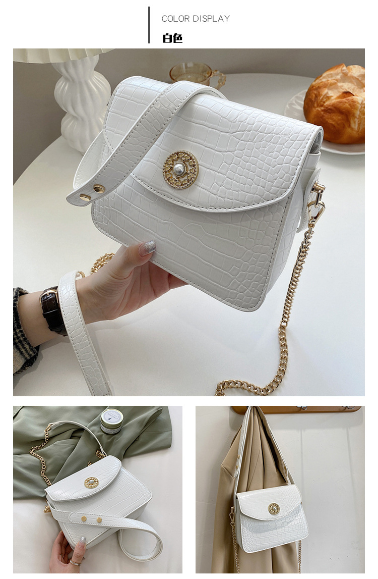 Nuevo Bolso Pequeño Para Mujer 2021 Primavera Nuevo Estilo Coreano Retro Simple Bolso De Hombro Patrón De Cocodrilo Bolso De Mensajero De Cadena display picture 4