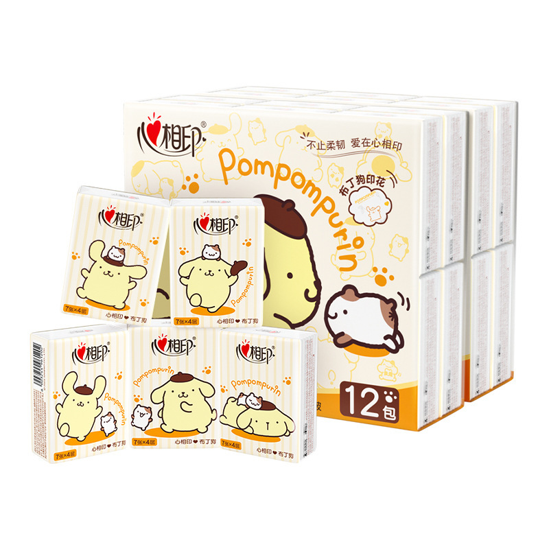 CY2812 心相印布丁狗款手帕纸4层7片12包/条便携小包纸巾餐巾纸|undefined