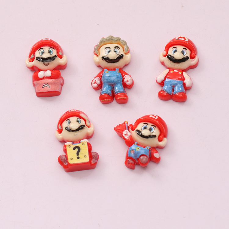 卡通马里奥新款树脂小配件饰品diy咕卡手机壳材料包鞋扣超级玛丽