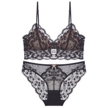 定制夏季性感蕾丝内衣女薄款细肩带美背内衣三角杯无钢圈文胸胸罩