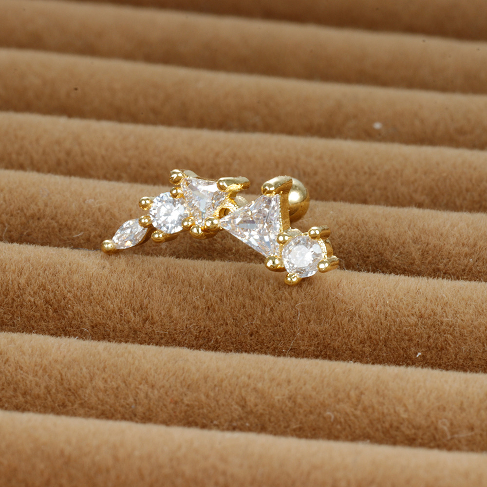 3g Weight Zircon Inlay Material Cartilage earrings Classification 1 Piece Quantity Daily Occasion Stainless Steel Material Geometric Pattern Women's Gender Plating, Inlay Design Simple Style Style 1 Piece Simple Style Geometric Plating Inlay Stainless Steel Zircon Cartilage Earrings 16