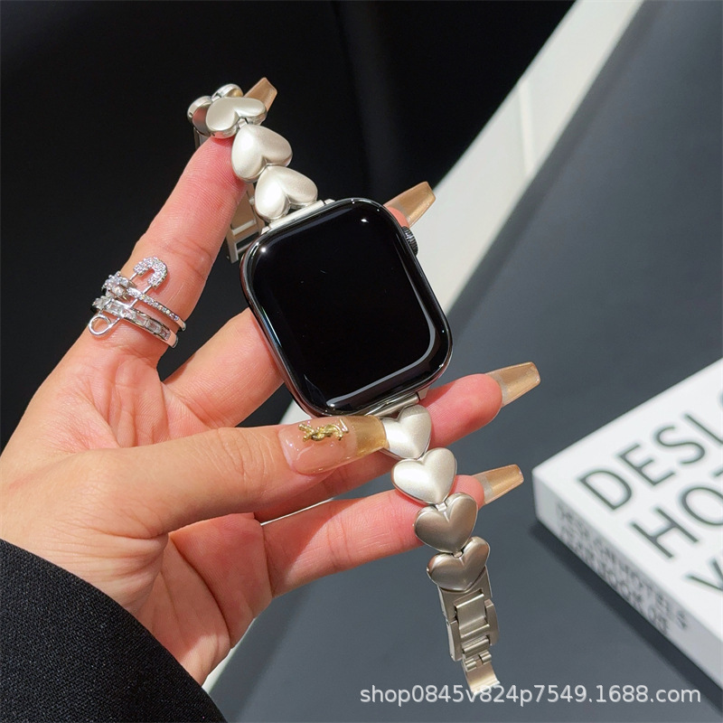 Suitable for Apple Applewatch Watch Strap S10 Heart Metal Wristband iWatch Apple Watch 987Se