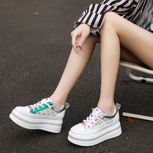 Cross-Border Thick-Soled Platform Shoes for Women in Summer, New Fashionable and Comfortable, Height-Increasing, Versatile Mesh Breathable Casual Shoes for Small People