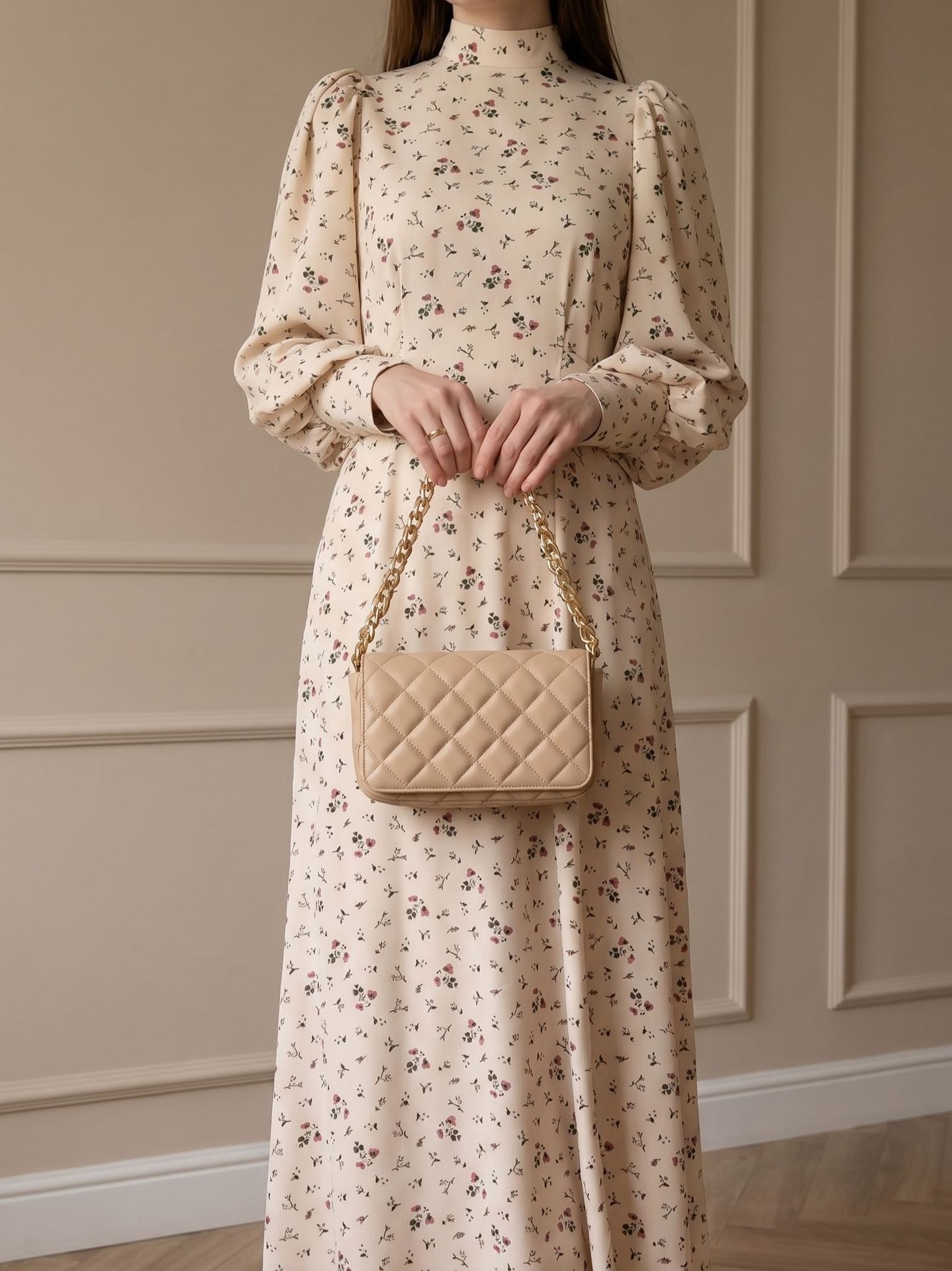 Elegant Satin Maxi Dress With Floral Print - Long Sleeve Tie-Waist Boho Chic Dress For Women_ecoleips.com