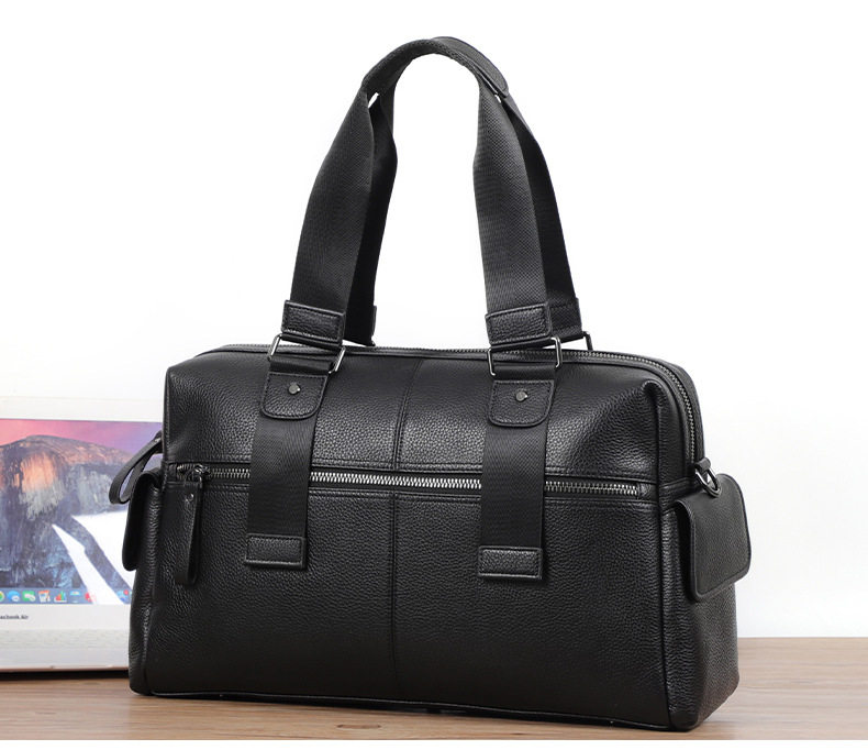 Túi xách nam da bò thật dung tích lớn 36–55L, túi đựng laptop kiêm túi du lịch đi công tác — Màu đen chi tiết 4