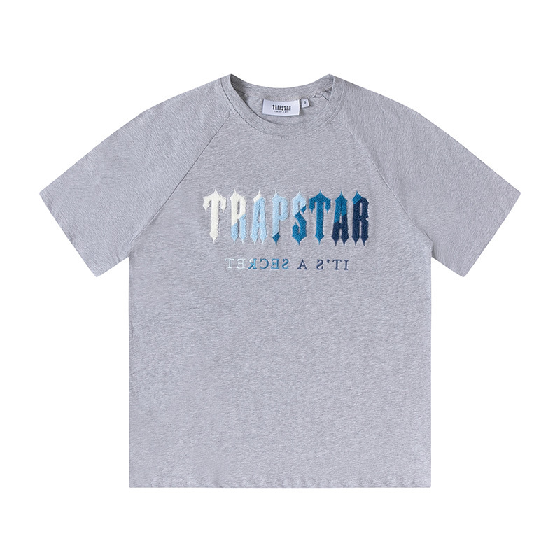 thumbnail for Trapstar factory direct sale rainbow white blue towel embroidered short sleeve shorts casual high street crewneck suit loose