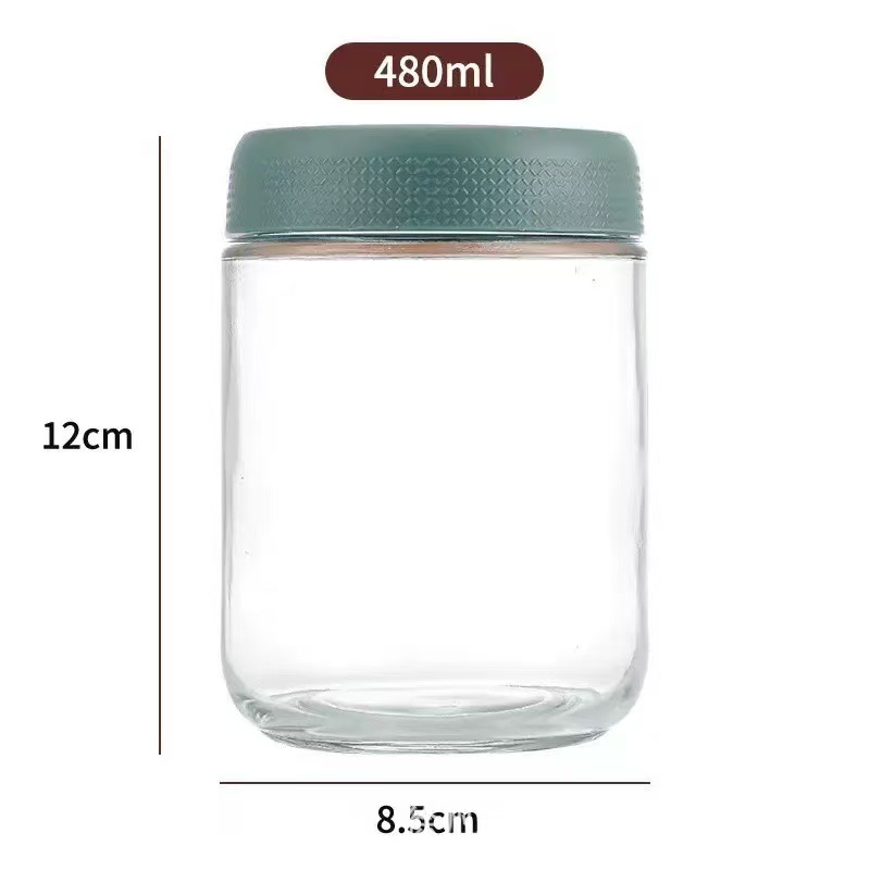 Conjunto de frasco de sellado de vidrio transfronterizo 12 piezas de frasco de almacenamiento de taza de avena a prueba de fugas de cocina de almacenamiento portátil de samason frasco