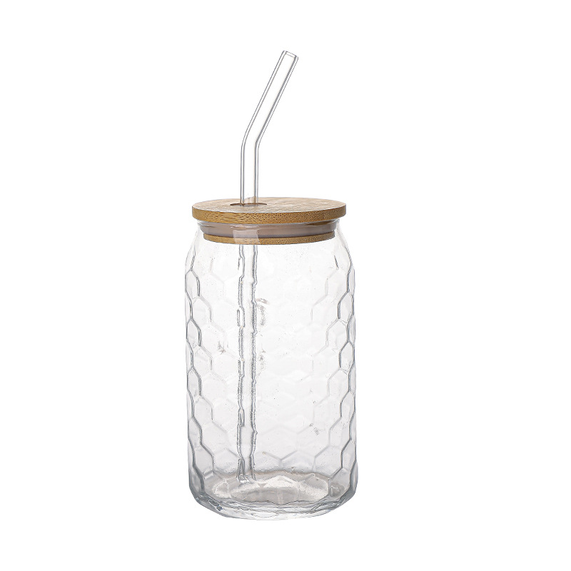 Amazon 16oz gran capacidad transfronteriza Mason Coca-Cola taza de vidrio con cubierta de paja taza de agua taza de té de leche taza de café