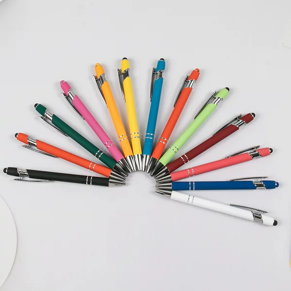 Press Touch Screen Ballpoint Pen Spot Wholesale Creative Gradient Color Aluminum Pen Lettering logo Metal Maggi Advertising Pen