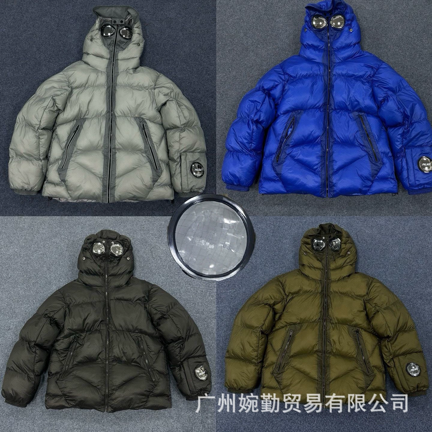 跨境外贸冬款C.P镜片徽章棉服男款户外登山保暖街头潮流连帽外套