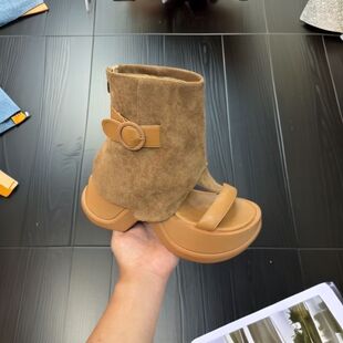 2025 New Summer Fashionable Versatile Thick-Soled Toe-Cap Sandals for Women, Comfortable Hollow Breathable Outer Casual Shoes