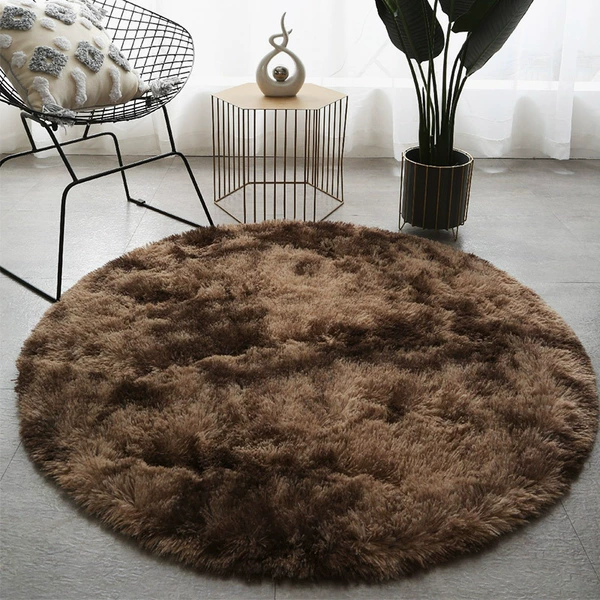 Tie -dyeing round carpet brown