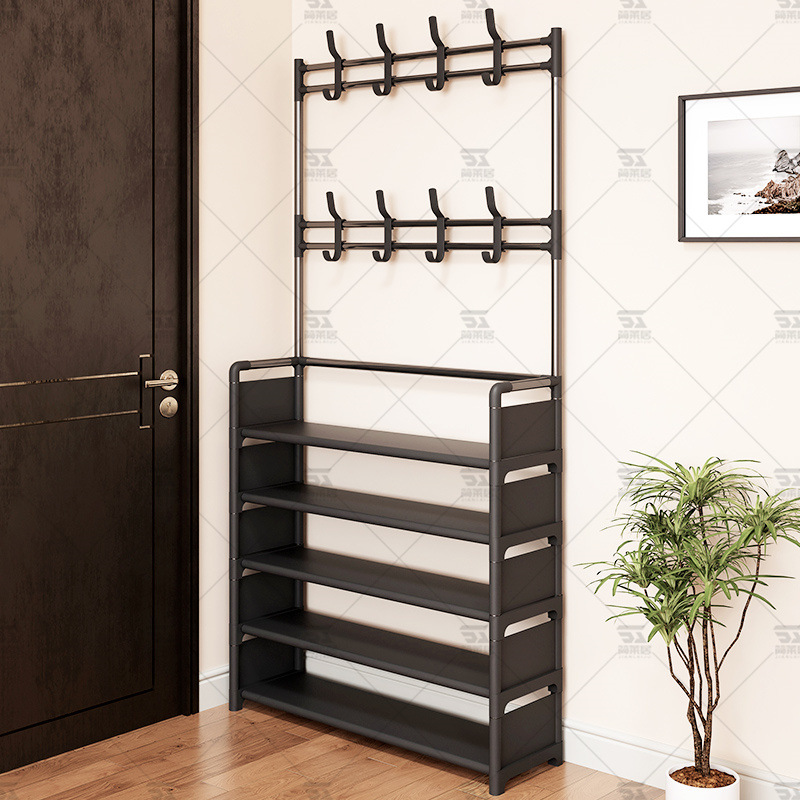 Zapatero sencillo para uso doméstico en la entrada, de varias capas para uso interior en apartamentos de alquiler y dormitorios, modelo nuevo 2025, perchero, tendedero, recibidor.