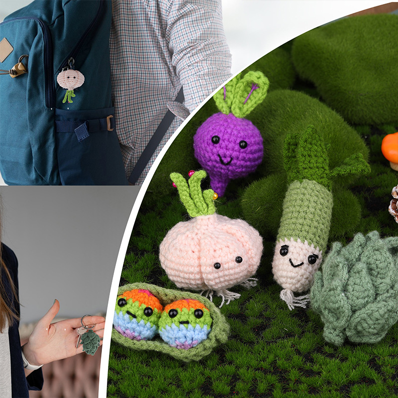 跨境新款毛线钩针材料包编织蔬菜公仔钩织玩偶毛线团