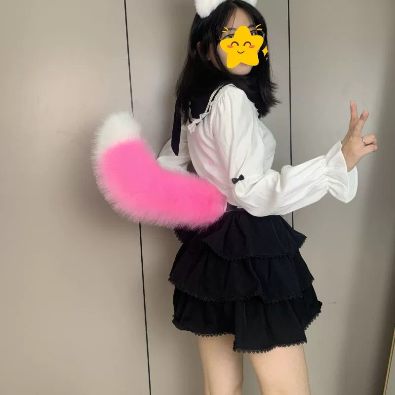 Hand-made real plush electric movable tail cos simulation electric movable fox tail children's performance props beast tail