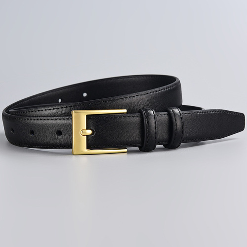 Women's genuine leather belt, simple belt, jeans, fashionable and versatile, soft cowhide for girls who work hard in summer, one piece drop shipping