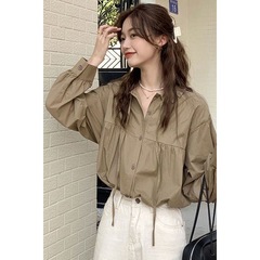 法式长袖衬衫女2025春装新款复古木耳边领上衣设计感小众宽松衬衣