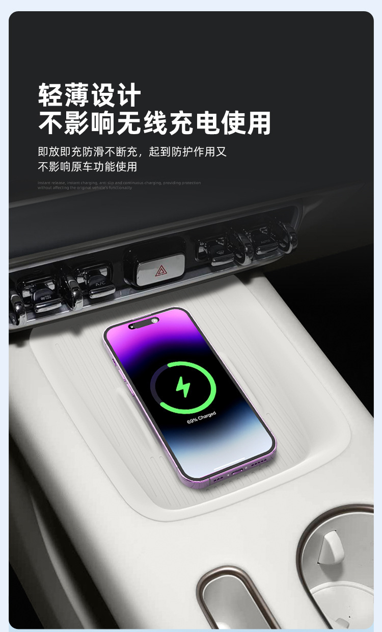 Suitable for 26 Models of Ora 5 Wireless Charging Silicone Anti-Slip Mats, Center Console Protection, Car Interior Special Accessories, Modification Parts