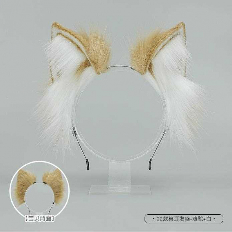 日本製帽子猫耳ヘアバンドキツネぬいぐるみヘアピンヘアアクセサリーガールハートシミュレーション純粋な欲望獣耳|undefined