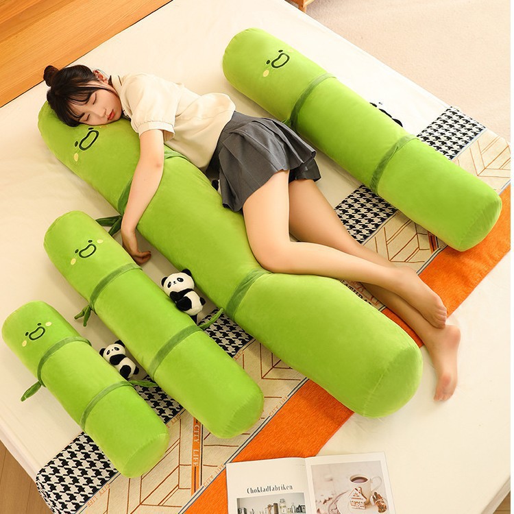 Cute mango de bambú panda almohada larga almohada de cuello almohada de cama para niñas almohada de pierna para dormitorio para niños almohada de respaldo grande