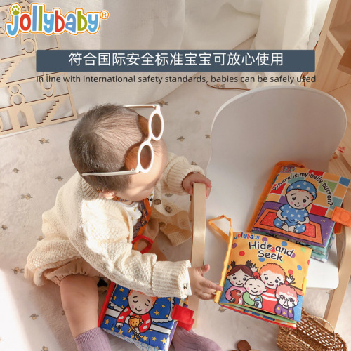 Jollybaby Baby Touch and Feel Animal Tail Cloth Book Sensory Stimulation Early Education Educational Toy Gift