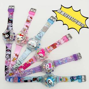 New Flip-Top Rotating Doll Flashing Light Colorful Luminous Music Digital Watch Kidsren's Anime Cartoon Toy Watch