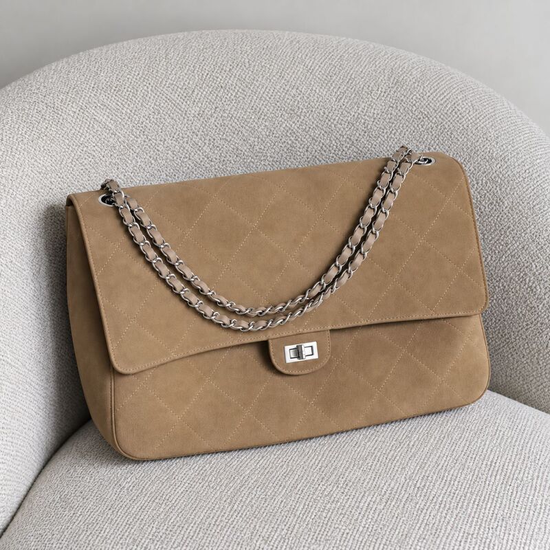 Retro suede quilted chain shoulder bag, 2026 new women’s flap handbag, suede commuter bag