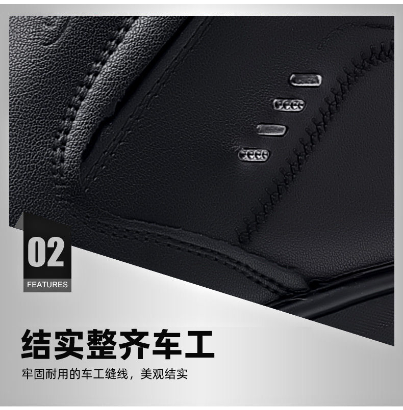 Giày bốt nam cổ cao lót lông cừu da bò chống trơn giữ ấm — P1818 đen chi tiết 10