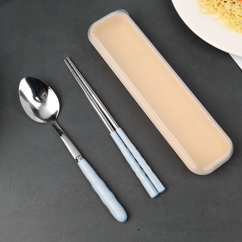 휴대용 식기세트-베이지-2종세트-1박스