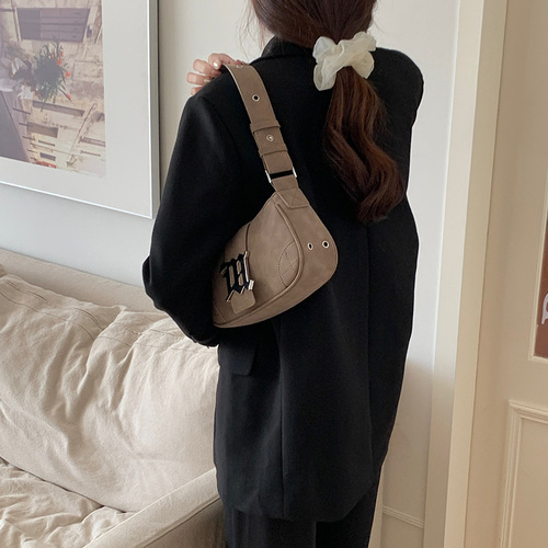  spring and summer new niche bag women's retro suede baguette bag shoulder handbag millennium hot girl armpit bag