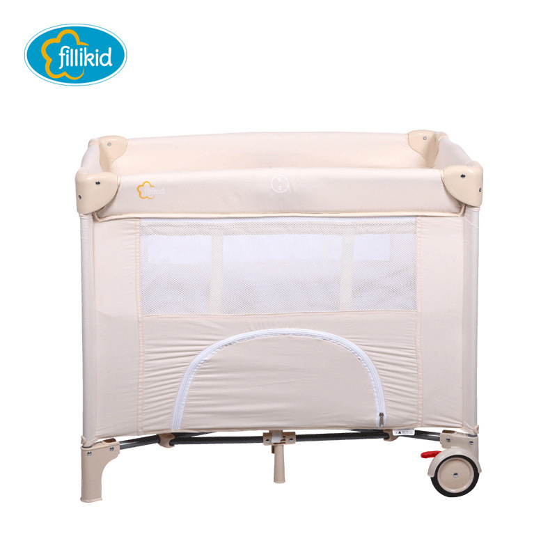 Cama plegable de exportación portátil multifuncional ligera bebé cuna cama para niños con ruedas silenciosas