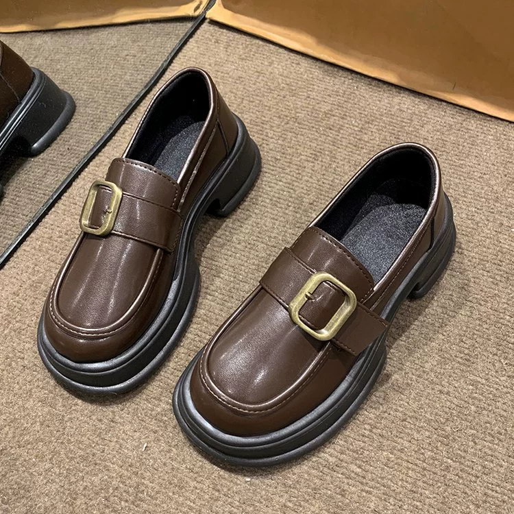 Footwear English style platform for leather shoes, universal suitable with a skirt, shoes, British style, 2023 collection, autumn
